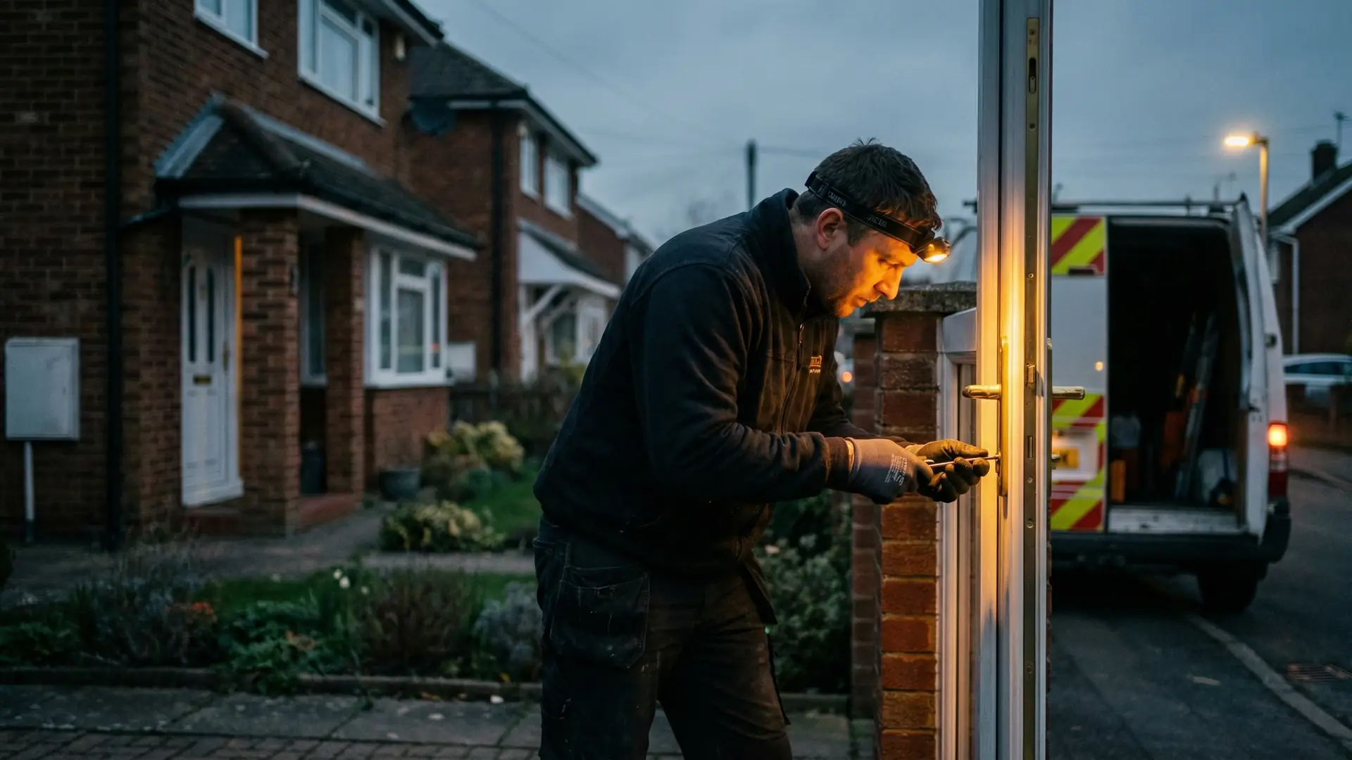 Locksmith van outside a UK house